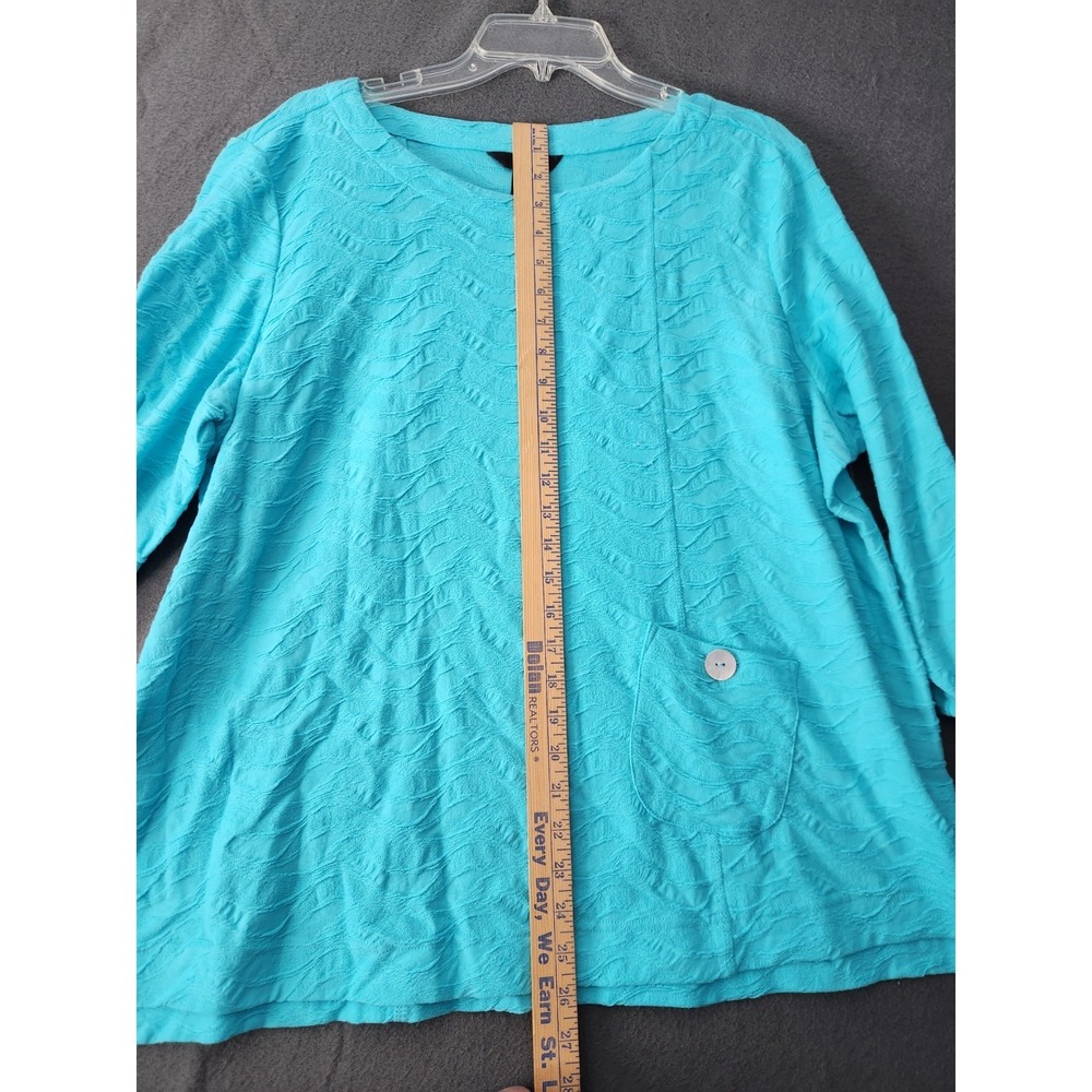 Ali Miles PXL Textured Beach Wearable Art Turquoise Shirt Top Artsy Resort NWT - Picture 8 of 11